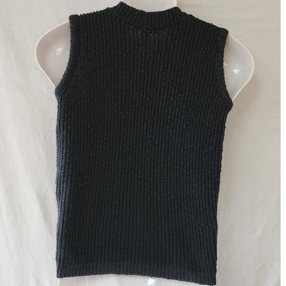 Knit Maven Vintage Ribbed Black Sleeveless Ribbed Sweater Women's Size Medium - Picture 2 of 7